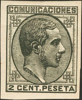 339 1878. * 190es. 2 Cts Negro. ERROR DE COLOR Y SIN DENTAR. MAGNIFICO. Edifil 2014: 108? - Otros & Sin Clasificación