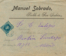 354 1902. Sobre 244. 15 Cts Azul Negro. PUEBLA DE SAN JULIAN (LUGO) A MADRID. Matasello CARTERIA / P.DE SAN JULIAN, En A - Otros & Sin Clasificación