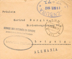 379 1917. MADRID A LEIPZIG (ALEMANIA). Marca De Franquicia SERVICE DES INTERNES EN ESPAGNE / ARTICLE 11 DE LA CONVENTION - Other & Unclassified