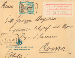 389 1920. Sobre 306. 50 Cts Azul Y Negro. Certificado De MADRID A ROMA (ITALIA). Matasello BUREAU DE POSTE / DU / VII CO - Other & Unclassified