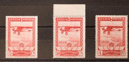 419 1929. ** 448ccp, 451ccp, 453ccp. 5 Cts Carmín, 50 Cts Carmín Y 4 Pts Carmín. CAMBIOS DE COLOR. MAGNIFICOS Y RAROS. E - Other & Unclassified