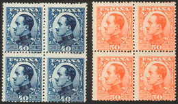 425 1930. ** 490/98Na(4). Serie Completa, Bloque De Cuatro. Numeración 000,000 Y Dentado 13 X 12 3/4. MAGNIFICO Y RARO.  - Otros & Sin Clasificación