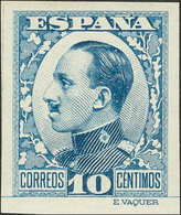 428 1930. ** 492ccs. 10 Cts Azul. CAMBIO DE COLOR Y SIN DENTAR. MAGNIFICO Y MUY RARO, NO CATALOGADO. - Otros & Sin Clasificación