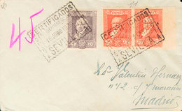 433 1930. Sobre 503, 507s(2). 5 Cts Violeta Y 25 Cts Bermellón SIN DENTAR, Pareja. Certificado De SEVILLA A MADRID. Al D - Otros & Sin Clasificación