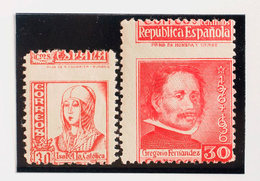 495 1937. **/* 726dh, 823dh. 30 Cts Carmín Y 30 Cts Rosa. Variedad DENTADO HORIZONTAL DESPLAZADO. MAGNIFICOS. Edifil 201 - Otros & Sin Clasificación