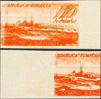 551 1938. (*) 780cccs. 15 Pts Naranja, Borde De Hoja. CAMBIO DE COLOR Y SIN DENTAR Y DOBLE IMPRESION (al Dorso Impresión - Otros & Sin Clasificación