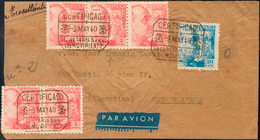 656 1940. Sobre 924, 933(5). 30 Cts Azul Y 4 Pts Rosa, Cinco Sellos. Certificado De MADRID A BUENOS AIRES (ARGENTINA). M - Other & Unclassified