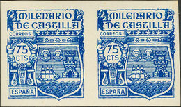 677 1944. ** 982s. 75 Cts Azul, Pareja. SIN DENTAR. MAGNIFICA Y RARISIMA. Cert. CEM. Edifil 2018: 1180? - Other & Unclassified