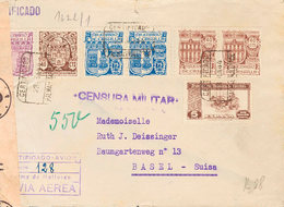 678 1944. Sobre 974/75, 976(2), 978(2). Diversos Valores Y Benéfico De 5 Cts Castaño. Certificado De PALMA DE MALLORCA A - Other & Unclassified