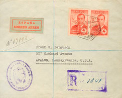 687 1946. Sobre 991(2). 4 Pts Rojo, Dos Sellos. Certificado De MADRID A AVALON (U.S.A.). Al Dorso Etiqueta De Exportació - Other & Unclassified