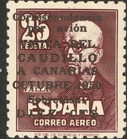 777 1951. * 1090. CAUDILLO A CANARIAS CON NUMERO. Variedad SOBRECARGA DESPLAZADA. MAGNIFICO Y RARO, NO RESEÑADO. Cert. C - Other & Unclassified