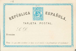 819 1873. (*) EP1. 5 Cts Azul Sobre Tarjeta Entero Postal. MAGNIFICA. Edifil 2018: 66? - Altri & Non Classificati