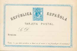 822 1873. (*) EP3. 5 Cts Azul Sobre Tarjeta Entero Postal. MAGNIFICA. Edifil 2018: 61? - Other & Unclassified