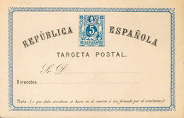 823 1874. (*) EP5. 5 Cts Azul Sobre Tarjeta Entero Postal. MAGNIFICA. Edifil 2018: 66? - Altri & Non Classificati