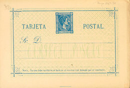 828 1875. (*) EP8. 5 Cts Azul Sobre Tarjeta Entero Postal. MAGNIFICA. - Otros & Sin Clasificación