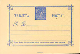 829 1875. (*) EP8ipj. 5 Cts Ultramar Sobre Tarjeta Entero Postal (variedad "S" De Postal Rota). Al Dorso Sobreimpresión  - Altri & Non Classificati