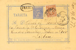 832 1877. Sobre EP9, 174. 5 Cts Ultramar Sobre Tarjeta Entero Postal De MADRID A LISBOA (PORTUGAL), Con Franqueo Complem - Otros & Sin Clasificación