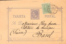 835 1883. Sobre EP11. 10 Cts Violeta Gris (Tipo II) Sobre Tarjeta Entero Postal De MADRID A BASILEA (SUIZA), Con Franque - Otros & Sin Clasificación