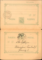 836 1899. Sobre EP12. 15 Cts + 15 Cts Verde Sobre Tarjeta Entero Postal Circulada Sólamente La Ida De MADRID A HELSINKI  - Otros & Sin Clasificación