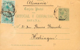 853 1890. Sobre EP25. 5 Cts Verde Sobre Tarjeta Entero Postal De MADRID A HECHINGEN (ALEMANIA), Con Franqueo Complementa - Otros & Sin Clasificación