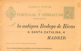 866 1893. (*) EP34. 5 Cts Verde Sobre Tarjeta Entero Postal. Sobreimpresión Privada LA ANTIGUA BODEGA DE RIVAS. MAGNIFIC - Altri & Non Classificati