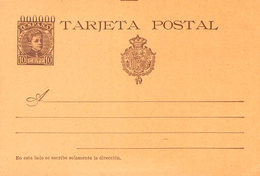 871 1901. (*) EP37N. 10 Cts Castaño Sobre Tarjeta Entero Postal. Nº000000. MAGNIFICA. (Láiz 2006, 90 Euros) - Other & Unclassified