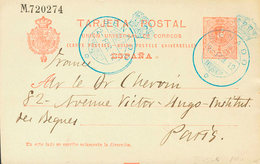 897 1912. Sobre EP53. 10 Cts Rojo Sobre Tarjeta Entero Postal De MADRID A PARIS (FRANCIA). Matasello SENADO / CORREOS /  - Otros & Sin Clasificación