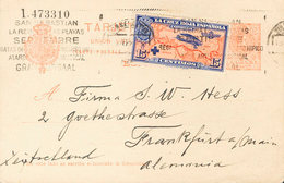 898 1926. Sobre EP53, 341. 10 Cts Naranja Sobre Tarjeta Entero Postal De SAN SEBASTIAN A FRANKFURT (ALEMANIA), Con Franq - Otros & Sin Clasificación