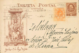 907 1923. Sobre 271. Sin Valor, Castaño. Tarjeta Postal Franquiciada De La REAL BIBLIOTECA NACIONAL De MADRID A MALAGA,  - Otros & Sin Clasificación