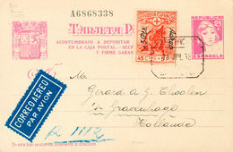 934 1938. Sobre EP75. 25 Cts Lila Sobre Tarjeta Entero Postal Certificada De BARCELONA A LA HAYA (HOLANDA), Con Franqueo - Otros & Sin Clasificación