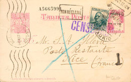 938 1937. Sobre EP76, 683. 25 Cts Sobre 15 Cts Lila Sobre Tarjeta Entero Postal De MADRID A NIZA (FRANCIA), Con Franqueo - Otros & Sin Clasificación