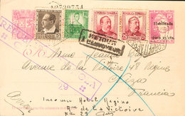 940 1937. Sobre EP76, 681, 682, 685(2). 25 Cts Sobre 15 Cts Lila Sobre Tarjeta Entero Postal De BARCELONA A NIZA (FRANCI - Otros & Sin Clasificación