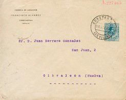 959 1923. Sobre EP323. 25 Cts Azul Sobre Entero Postal Privado FABRICA DE ANISADOS / FRANCISCO ALVAREZ / CONSTANTINA. CO - Otros & Sin Clasificación