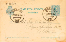 963 1936. Sobre EPM1i. 15 Cts Azul Sobre Tarjeta Entero Postal Militar (de Ida) De ORENSE A LA CORUÑA. BONITA. - Otros & Sin Clasificación