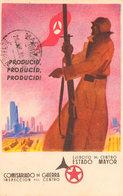 971 1938. Tarjeta Postal Ilustrada PRODUCID, PRODUCID, PRODUCID, Del Comisariado De Guerra (dirigida A MADRID). MAGNIFIC - Otros & Sin Clasificación