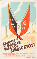 974 1937. Tarjeta Postal Ilustrada (C.N.T. / U.G.T.). COMITE DE AYUDA A EUZKADI Y NORTE. MAGNIFICA Y RARISIMA. - Otros & Sin Clasificación