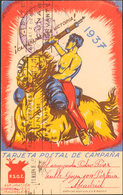 975 1937. Tarjeta Postal De Campaña Del P.S.O.E. 1937. CAMARADAS A LA VICTORIA. Circulada De ALCALA DE HENARES A MADRID. - Altri & Non Classificati