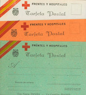 1012 (1937ca). Tres Tarjetas Postales De FRENTES Y HOSPITALES, En Los Colores Blanco, Salmón Y Verde. MAGNIFICAS. - Altri & Non Classificati