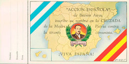 1022 1938. Tarjeta Postal Ilustrada. ACCION ESPAÑOLA DE BUENOS AIRES, Con Cupón De Adhesión. MAGNIFICA Y RARA. - Andere & Zonder Classificatie