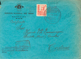 1044 1938. Sobre 823. 30 Cts Rosa. Certificado De SAN SEBASTIAN A CESTONA. Marca De Franquicia SERVICIO NACIONAL DEL TRI - Other & Unclassified