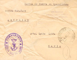 1049 1937. FUENTERRABIA A NAVIA (arrugas Muy Marcadas). Marcas De Franquicia COMANDANCIA / ESTACION NAVAL DEL BIDASOA Y  - Otros & Sin Clasificación