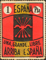 1056 1938. 1 Pts Rojo, Amarillo Y Negro (conservación Habitual). EMBLEMA DE FALANGE. BONITO Y RARO. (Allepuz 130) - Otros & Sin Clasificación