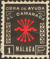 1070 1937. 1 Pts Negro Y Rojo. MALAGA. OBRA DE AYUDA AL CAMARADA. BONITO. (Allepuz 23) - Other & Unclassified