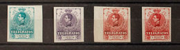 1128 1912. (*) 52P(4). Conjunto De Cuatro ENSAYOS DE COLOR Y SIN DENTAR Del Valor De 1 Pts En Violeta, Castaño Rojo, Car - Télégraphe