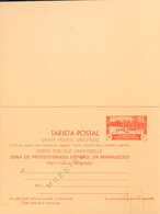 1148 1935. (*) EP4M. 30 Cts + 30 Cts Rojo Sobre Tarjeta Entero Postal, De Ida Y Vuelta. MUESTRA. MAGNIFICA Y RARA. (Láiz - Cabo Juby
