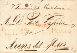 1160 1834. CIENFUEGOS A ARENYS DE MAR. Marcas FERNANDINA / DE JAGUA Y FRANCO, En Negro (P.E.1 Y P.E.3) Edición 2004. MAG - Kuba (1874-1898)