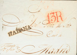 1162 1831. LA HABANA A MADRID. Marca HABANA, En Negro (P.E.10) Edición 2004 Y Manuscrito "Fragata Zafiro". MAGNIFICA. - Kuba (1874-1898)