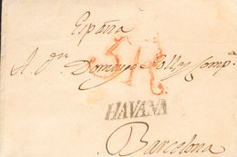 1163 1824. VERACRUZ (MEXICO) A BARCELONA. Marca HAVANA, Aplicada En Tránsito Por La Habana (P.E.11) Edición 2004. MAGNIF - Cuba (1874-1898)