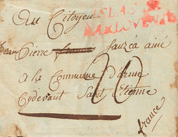 1166 1798. LA HABANA A SAINT ETIENNE (FRANCIA). Marca ISLAS DE / BARLOVENTO, En Tinta De Escribir Roja De La Habana (P.E - Cuba (1874-1898)