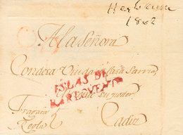 1168 1802. LA HABANA A CADIZ. Marca ISLAS DE / BARLOVENTO, En Carmín Aplicada En Origen (P.E.31) Edición 2004 Y Manuscri - Kuba (1874-1898)